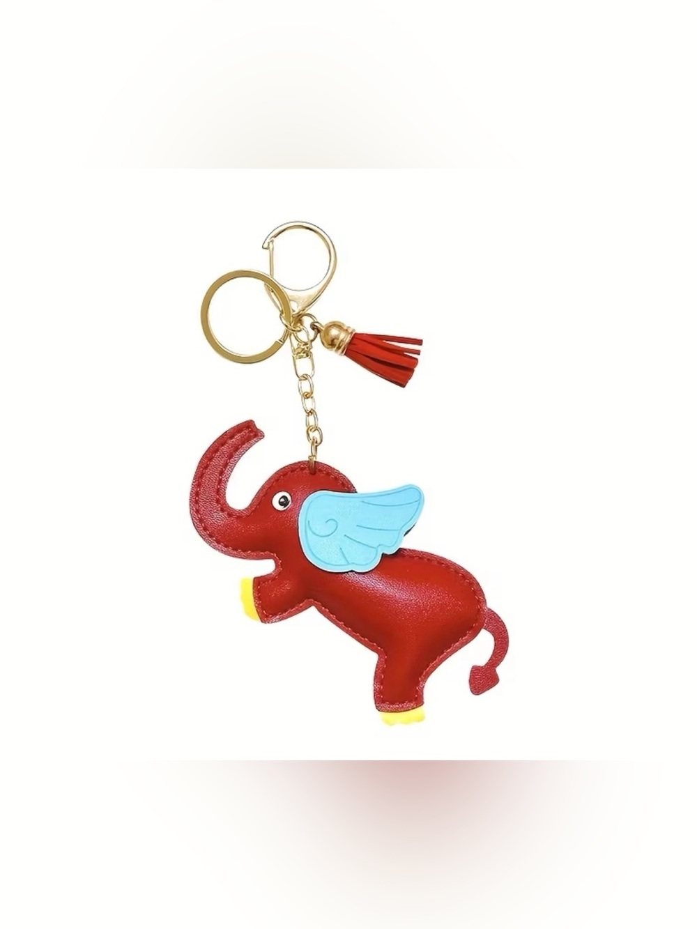 Red Elephant Wing Keychain Bag Charm with Blue Wings